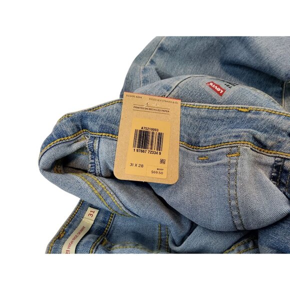 Levis Womens High-Rise Tapered Jeans Size 31x28 Recycled Denim Light Wash - Picture 8 of 13